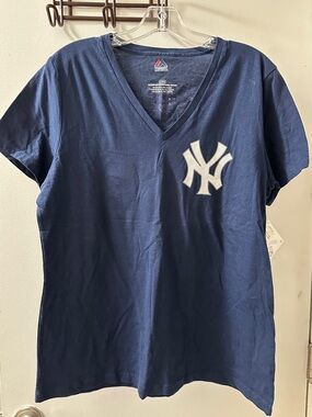 Majestic Navy Tee with Red Accent Logo
